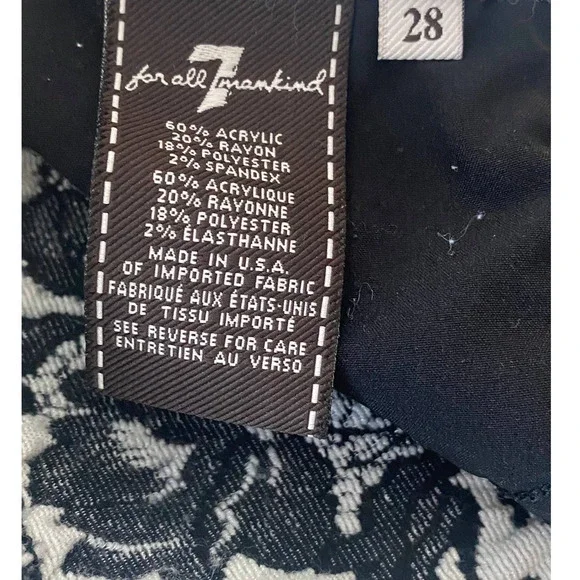 7 for all Mankind Black & White Floral Stretch Jean Leggings - Picture 8 of 13